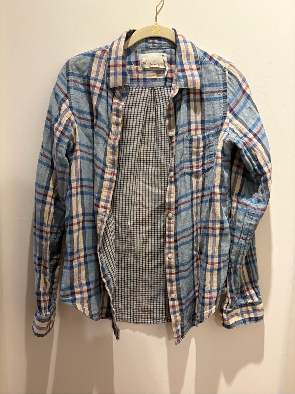 Trovata Classic Blue Plaid Button-Up Shirt